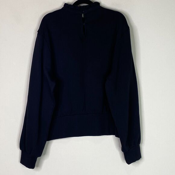 New Express Ruffle Lace Mock Neck Whimsy Goth Sweatshirt Women's Size Large - Picture 9 of 10